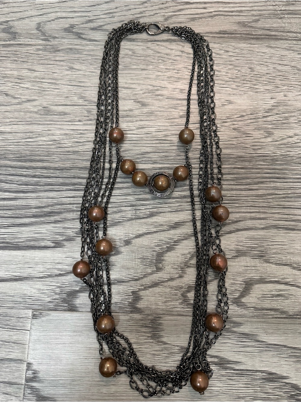Multi-Strand Brown Bead Necklace
